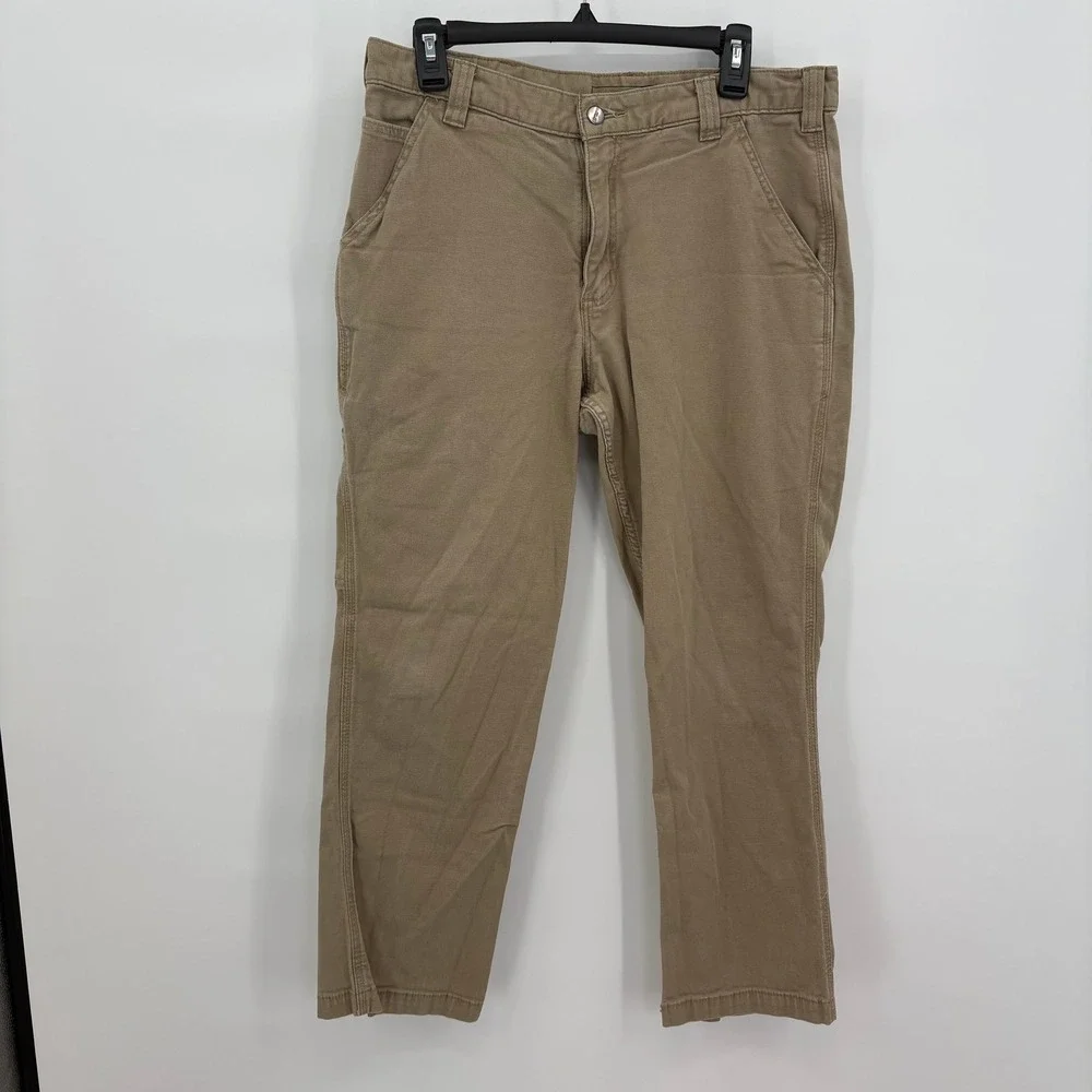 Lot of 2 Carhartt‎ Mens Rugged Flex Relaxed Fit Canvas Work Pants 34x30 Tan